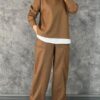 033262f1707f3f09b7bc82b65ceba9160b62ecaaa2709f35cb08ae9e0e9759b3 Women's Casual Round Neck Fake Two-Piece Contrast Color Suit