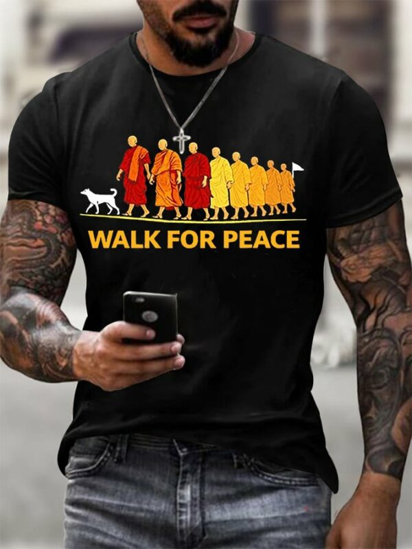12898b7afc8c986c61a629693b58aa4da4d6aa724bbfeed38bbf4eadef469566 Men's Walk For Peace With Aloka Printed T-shirt