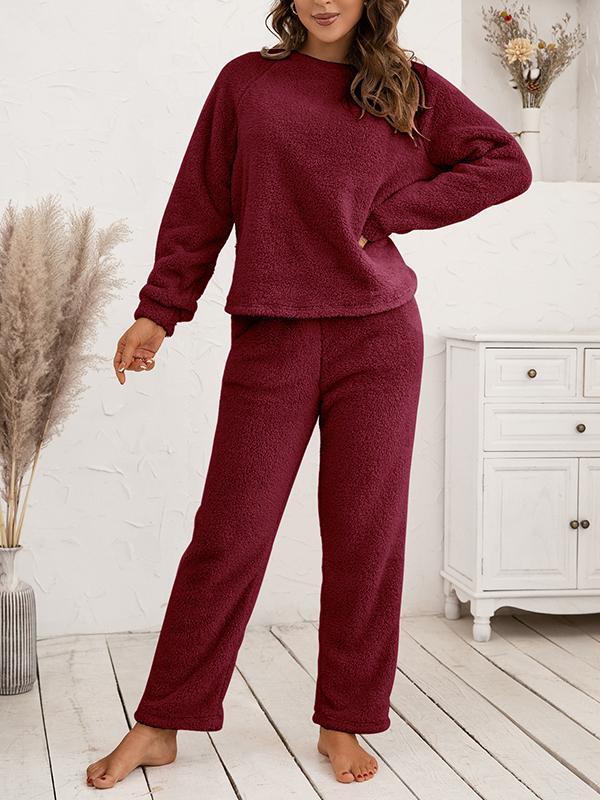 12c7cdb54ea6949100c5f50b7c78deefc9035b0d00c0994ebd483cfa8d7a7967 Loose Casual Home Wear Double-sided Plush Two-piece Set