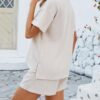 19df9bd30e03fda6a0ae5b99840422f5ff2e040415f53ec8371ef158dc4e0d79 Homewear Solid Color Casual Waffle Two-piece Shorts Suit