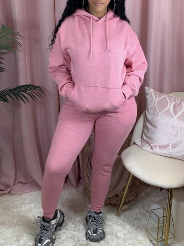 Solid color fleece two-piece sweatshirt