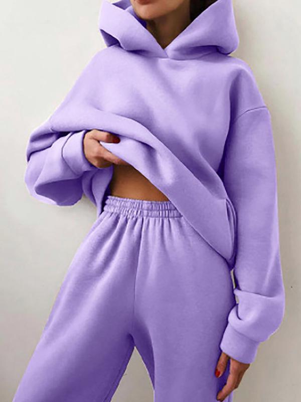 2d837f119a26b20be825ecc315b57d63e90d68196dc273f8d3f3738e209a7eef Casual fashion thickened long-sleeved sweatshirt and trousers two-piece set for women