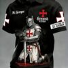 3567ce8e7c745a90fd6cd4ded36d53c1890b378d84fc6527ed792cdc0cd8a4a2 Men's Retro St George's Day Casual Waffle Short-Sleeve Polo Shirt