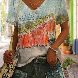 Women's Walk For Peace V-neck T-shirt