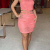 Cutie on The Cruise Knit Texture Ring Side Waist Cutout Stretch Mini Dress