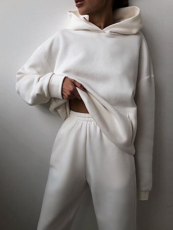 4ad5ca18aed851ad29d73728509a1edcc25a80d14d6b153a5f7ff38898776ead Casual fashion thickened long-sleeved sweatshirt and trousers two-piece set for women