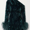 4be2f8a0fcd2396491c16010f85d180f599fd5add1243f6d4829a0cf1e15aaae Rhiannon Feather One Shoulder Dress In Teal