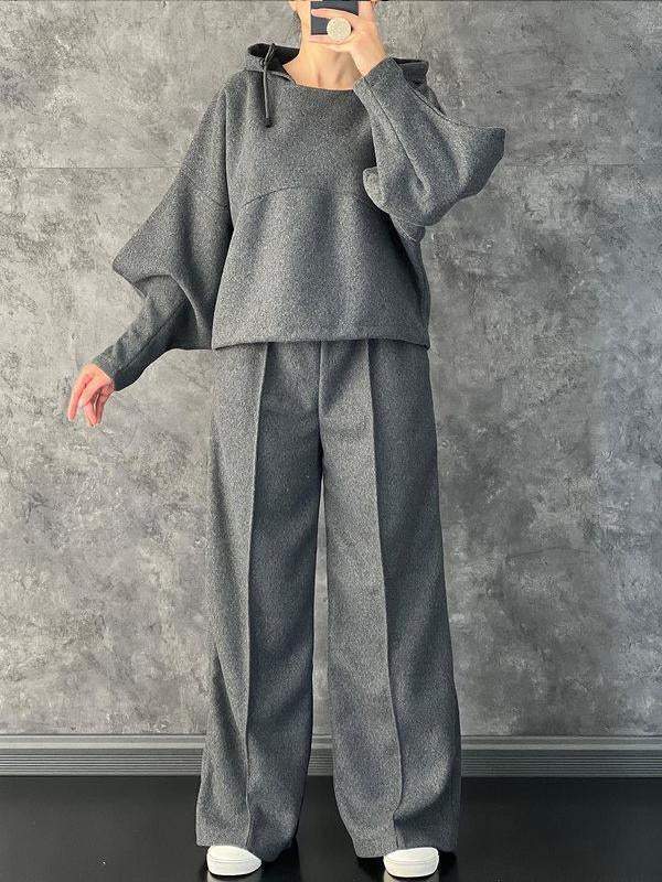 Women's Casual Hooded Solid Color Suit