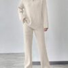 4f793ed147b73b7627b80c8364a05e41d45cc1d6f01d1645abbb02c42a106dd7 Knitted Sweater With Zipper And Knitted Pants Set With Dropped Shoulders