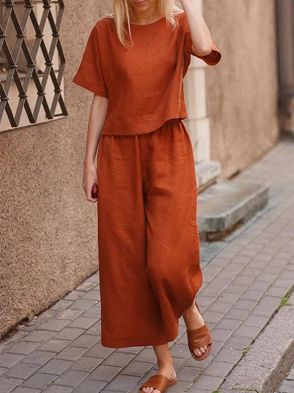 54a814ca5d1ea591b067c5e3f266cc9adebd8e05560d868889b2ec7b3e36bcb0-3 Loose Solid Color Shirt and Trousers Two-piece Set