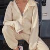 6a8764ff6ef546a9560d54543667e929c1106c9a8469c0eaf70821b777e538ab Women's solid color hooded long-sleeved ankle set sports two-piece set