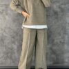 6c5e9918f3e31d4c40969804f47dab4673808f855d9616ecea378b48a1ad31c8 Women's Casual Round Neck Fake Two-Piece Contrast Color Suit