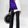 71d12c4416a70e4fad78770becfc999ce49c58602abb2ba7c489f68b0bb373c6 3D digital print women's V-neck asymmetrical fashion casual shirt pantsuit
