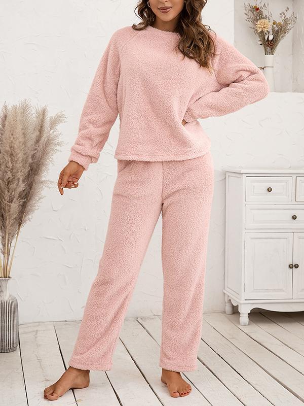7761eb3ca6fda3bd469e0c7aeae3638d3f09ed774f5f4312f8e38a56ae569567 Loose Casual Home Wear Double-sided Plush Two-piece Set