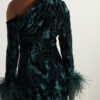 780b0b8a47784ce277210dd868bb8218a2dc43fc76dddf41006a7764b629685b Rhiannon Feather One Shoulder Dress In Teal