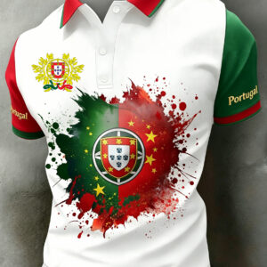 Men's Portugal Football Match Support Art Print Polo