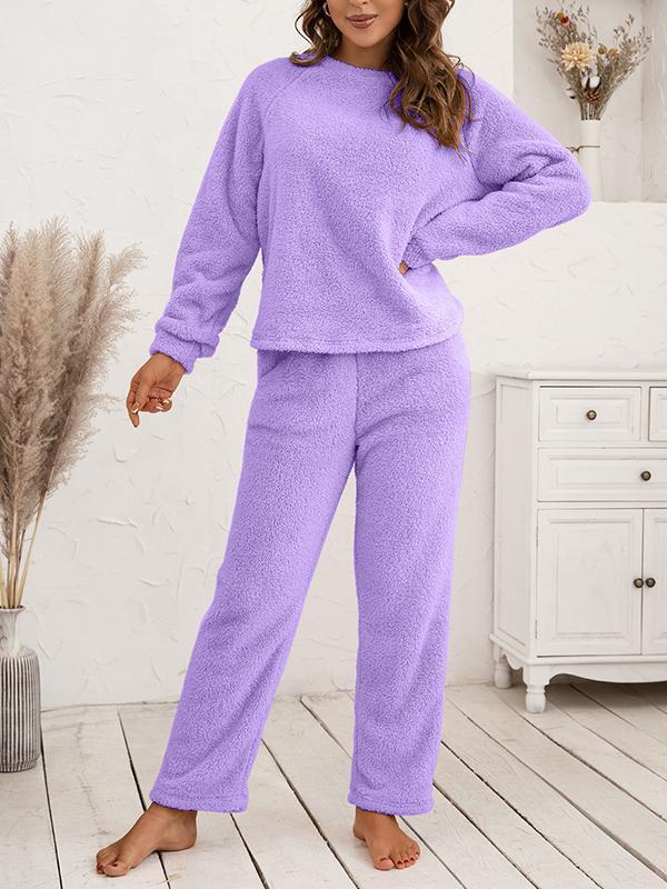 91f28ae423e2c250281b0d717ccca5135d545edce85ff0c73e7a45b9ce93b646 Loose Casual Home Wear Double-sided Plush Two-piece Set