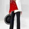 94395f33476ba639eda4f15a8e1ba8ff8fd00a09c713e89d90ffecc125b2dc1f 3D digital print women's V-neck asymmetrical fashion casual shirt pantsuit