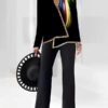 9678f60df5585cd659b8ba2c4342ece094f13afdf3d095758036cbef7daab96a 3D digital print women's V-neck asymmetrical fashion casual shirt pantsuit
