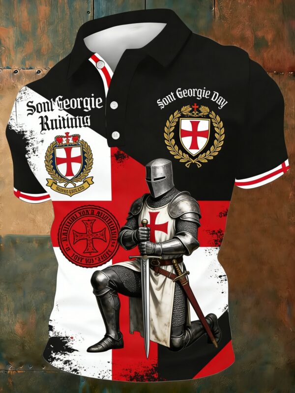 9c9256fb20173a53ae819b8017af9b3011569317bb0aa57ebb15bb9a1dda1203-2 Men's Retro St George's Day Casual Short-Sleeve Polo Shirt