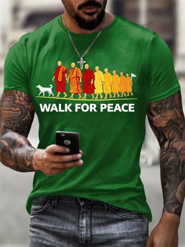 a9ac7cfe26457038672e8e0cd57fb0410448d51d2a82994afe9233b908887ecd Men's Walk For Peace With Aloka Printed T-shirt