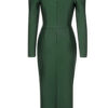 b0e6532188e5302da50a9ff5a895ca6441f484e608f28df36c184ec070488dc7 Mara Long Sleeve Bandage Dress In Green