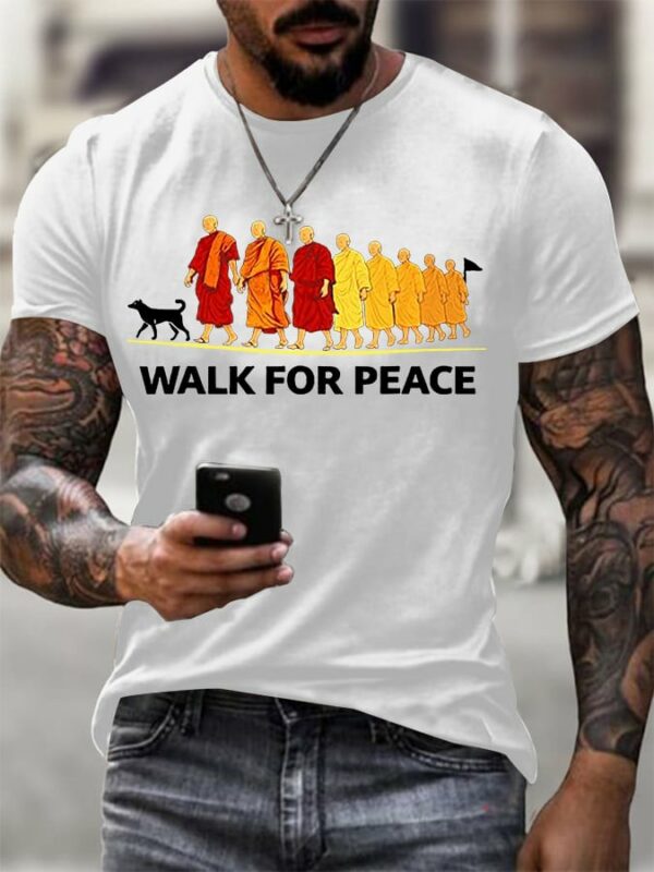 b4dfcee2236cd118275253550369e3a910c014abf77089a2fb346c86baa696ca Men's Walk For Peace With Aloka Printed T-shirt