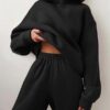b616c988c8568009f7fa4fa8901f2986ab51de7cc924021e4ae6fbc6b818c25f Casual fashion thickened long-sleeved sweatshirt and trousers two-piece set for women