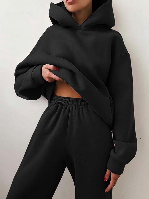 b616c988c8568009f7fa4fa8901f2986ab51de7cc924021e4ae6fbc6b818c25f Casual fashion thickened long-sleeved sweatshirt and trousers two-piece set for women