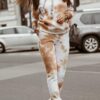 c89d9628f693c46966190649a544efaea1a2694c7a0fc73e3a60a107a2734409 Tie-dye Loose Hooded Sweatshirt and Casual Pants Two-piece Set