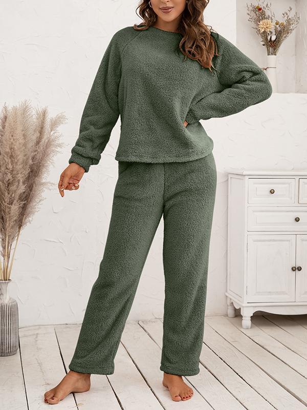 cf797f00df0764caa440758ca268deee72e0e746b5d83e74242796f9d2651537 Loose Casual Home Wear Double-sided Plush Two-piece Set