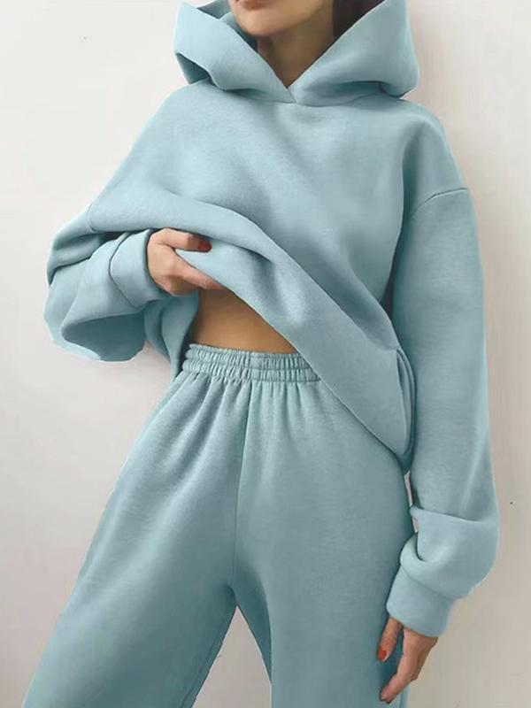 d48c5a54f5b3ae4f50412360c1f157a970cced830c64a99e7435dd0bca3e41ea Casual fashion thickened long-sleeved sweatshirt and trousers two-piece set for women