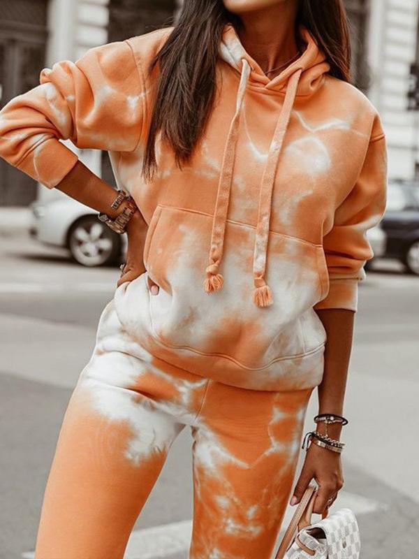 dbd800ec32c779d76a77f4b1fd0c01980163dbac6127c5cd09750f81e3cf6bf2 Tie-dye Loose Hooded Sweatshirt and Casual Pants Two-piece Set