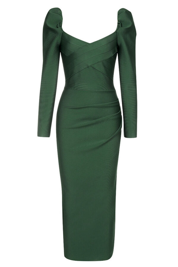 e222aaea9e7c7c4c4c5592c47c48052c6f48445a83cf5747fade9d5b3cd308a0 Mara Long Sleeve Bandage Dress In Green