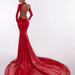 Aviana Sequin Evening Maxi Dress In Red