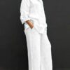 eb581e01ce93d7c91ea045b163472976671720e8c57a4aed4e35ccd36c6c4598 Commuting style shirt top trouser leg pants suit