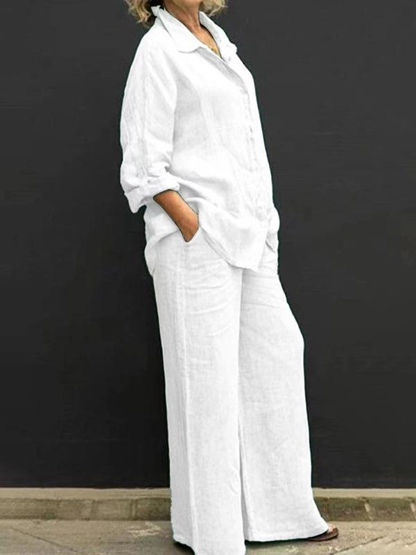 eb581e01ce93d7c91ea045b163472976671720e8c57a4aed4e35ccd36c6c4598 Commuting style shirt top trouser leg pants suit