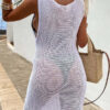 Solid Color Knitted Cutout Slit Slim Fit Maxi Dress