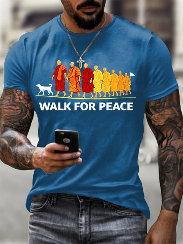 ef6d30c048c449aca4e2179f5b16207118d1e150460f0bd1f99da74b8c5c3adb Men's Walk For Peace With Aloka Printed T-shirt