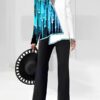 fcd84be8c74e8388c7307eee4ea944e553ad746e324a61d7d9d18856295c42f1 3D digital print women's V-neck asymmetrical fashion casual shirt pantsuit
