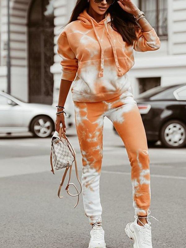 fe87752acfaaa06c63dbf37244d5115e552e40b98a378588e48d00d95b794b31-1 Tie-dye Loose Hooded Sweatshirt and Casual Pants Two-piece Set